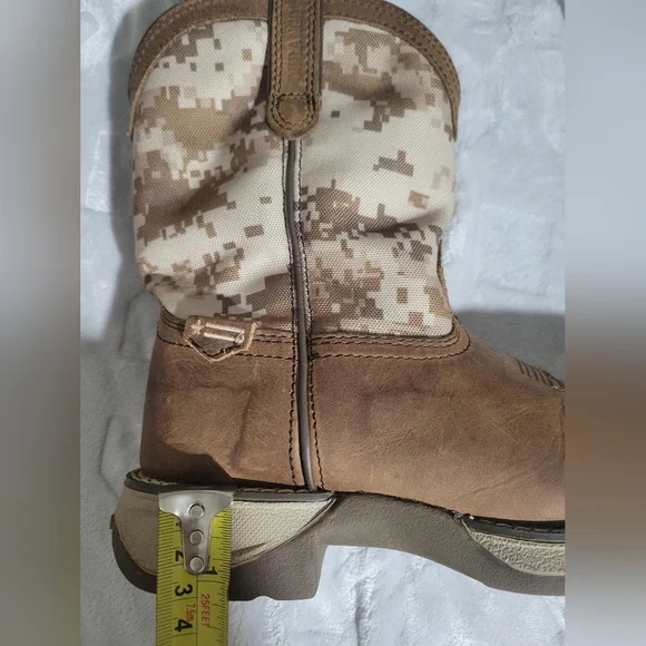 Durango Kids Brown and Camouflage Cowboy Boots 8" Tall Size3M - Picture 8 of 9